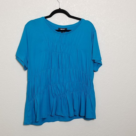 DKNY Women's Short Sleeve Ruched Top - XL - Picture 7 of 10